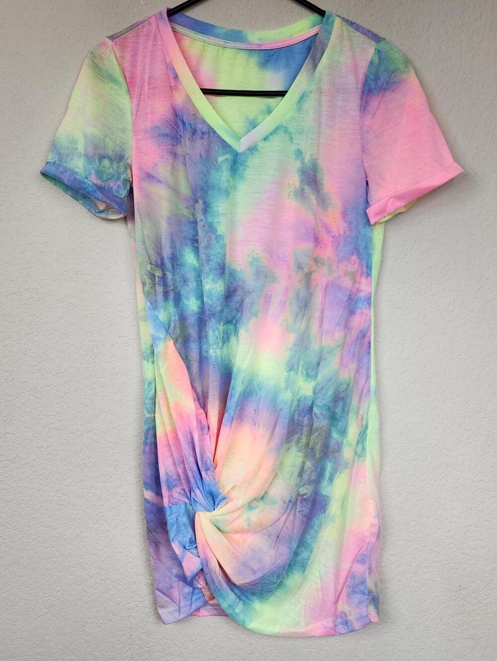 NWT Tie Dye Small Rainbow Mini Dress